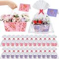 Kolldenn 24 Set Floral Empty Gift Basket to Fill 9.8 x 6.5'' Spring Flower Bouquet Box with Handles Bows Plastic Bags and Card for Tea Party Wedding Arrangement Wrapping by Unknown