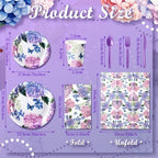 400 Pcs Hydrangea Flowers Paper Plates Napkins Spring Party - Image 2