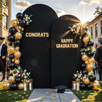 Black Arch Backdrop Cover 7.2FT 6FT Spandex Arch Covers Stretchy Backdrop Set of 2, Double-Layer Wrinkle Free Wedding Arch Stand Cover Party Backdrop Curtains for Baby Shower Birthday Party Decoration - Image 3
