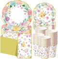 Pickmesh 250 Pcs Garden Blooms Wildflower Disposable Tableware Set Watercolor Floral Paper Plates Napkins and Cups for Wedding Birthday Party Supplies Bridal Baby Shower Engagement, Serve 50 Guest by Pickmesh