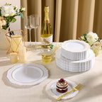 realluck 100PCS Gold Plates for Wedding,Elegant Disposable Party Plates - Image 5