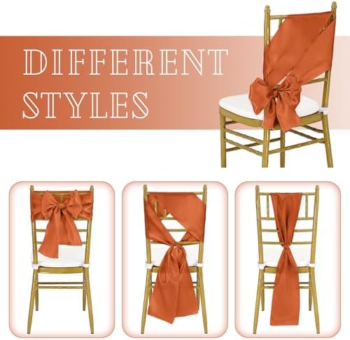 fani 120 PCS Satin Chair Sashes, 7x78 Inch, Terracotta - Image 4