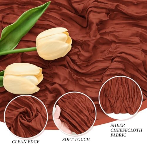 18 Pack Terracotta Cheesecloth Table Runner 21.5x120 Inch, Semi Sheer Boho Gauze Cheese Cloth Fabric Table Runners 10 FT Long for Wedding Party Baby Shower Birthday Home Decor - Image 4