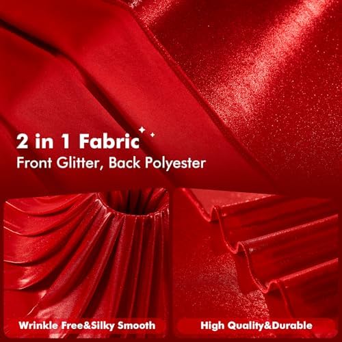 20x10ft Shimmer Red Sequin Backdrop Curtain for Parties, Thick Wrinkle Free Glitter Backdrop Drapes Photo Back Drop Curtains for Birthday Wedding Christmas Photography Background-4 Panels 5x10ft - Image 5