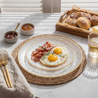 Festiva 60PCS Clear Ivory Plastic Plates with Gold Rim - Heavy Duty Fancy Disposable Plates - Serve for 30 Guests Include 30PCS 10.25" & 30PCS 7.5" Honeycomb Design Plates for Bee Party & Thanksgiving - Image 4