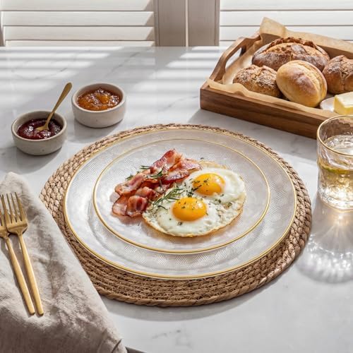 Festiva 60PCS Clear Ivory Plastic Plates with Gold Rim - Heavy Duty Fancy Disposable Plates - Serve for 30 Guests Include 30PCS 10.25" & 30PCS 7.5" Honeycomb Design Plates for Bee Party & Thanksgiving - Image 4