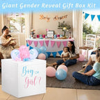 Kolldenn 28" Jumbo Gender Reveal Gift Box with Lid, Boy or Girl White Box - Image 6