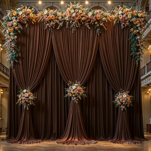 Dark Brown Backdrop Curtains-Wrinkle-Free Polyester Photography Drapes Party Curtain Background for Baby Shower Wedding Decorations- 40 X10FT - Image 3
