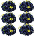 6 PCS Navy Blue Roses Flower Balls for Centerpieces by SEKNHOP