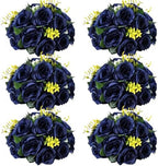 6 PCS Navy Blue Roses Flower Balls for Centerpieces by SEKNHOP