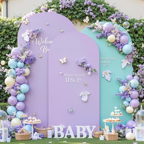 Blue Purple Arch Backdrop Cover Set of 3 Party Wedding Arch Covers Stretchy Backdrop 6FT 6.6FT 7.2FT Baby Shower Bridal Shower Photo Birthday Lilac Lavender Arch Stand Cover Spandex by LittleFunny