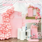 Metal Arch Stand and Cover Set,1 Pink Spandex Fitted Backdrop with 1 Gold Wedding Arched Stand Frame for Parties Birthday Baby Shower Bridal Banquet Decoration (6.6FT) - Image 6