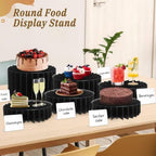 12Pcs Buffet Risers, Food Risers for Table, Foldable Cake Display Stands, Tall Cardboard Cupcakes Stand for Show Catering Desserts Jewelry Wedding Birthday Party Decoration (Black) - Image 5