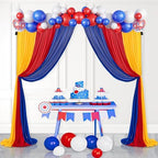 Party Backdrop Curtain 15ftx10ft - Red Yellow Blue Satin Drapes - Image 2
