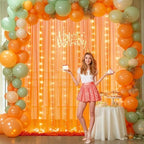 Orange Tulle Backdrop Curtain with Lights String for Parites 10x10ft Sheer Backdrop Curtains Drapes for Birthday Party Baby Shower Wedding Ceremony Prom Halloween Photo Booth Background Decorations - Image 4