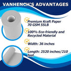 Vanhench 36" x 2520" (210') Grey Wrapping Paper, Solid Color for Men Art Kraft Craft Paper for Birthday Fathers Day Bouquet Flower Wrapping and Bulletin Board - Image 2