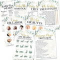 Hadley Designs 50 Greenery Baby Prediction And Advice Cards, Trivia Games, etc., 25 Love or Labor, 25 Baby Animal Matching, Nursery Rhyme Game-8 Double Sided Cards Baby Shower Funny Games by HadleyDesigns