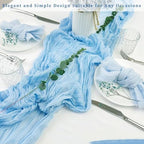 20 Pack Baby Blue Cheesecloth Table Runner 20 x 120 Inch Long Rustic Gauze Cheese Cloth Table Runner for Wedding 10FT Bridal Baby Shower Table Decorations Boho Fabric Sheer Birthday Party Table Decor - Image 7