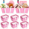 Glenmal 36 Pcs Pink Gift Basket Empty Bulk with Handles 9.8 x 6.5 x 4.3 Inch Kraft Basket Kraft Cardboard Wrap Bags Tray for Weeding Party Birthday Christmas Valentines Breast Cancer Party Supplies by Glenmal