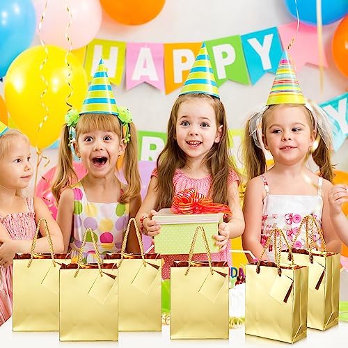 Seajan 50 Pack Metallic Gold Gift Bags with Handles and Tags for Parties - Image 3