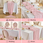 Fanami 6 Pack Cheesecloth Table Runner -10FT Blush Pink Boho Gauze Cheese Cloth Table Runner 120 Inches Long Rustic Sheer Fabric Centerpieces for Wedding Birthday Party Bridal Baby Shower Decorations - Image 6