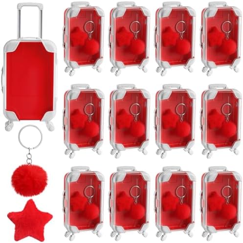 LemonRoad 36 Pcs Clear Mini Suitcase Party Favor Box, Red by Unknown