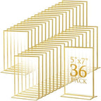 Hoteam 36 Pack 5 x 7 Inch Gold Acrylic Sign Holders, Wedding Picture Frame by Hoteam