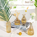 TBWIND Gold Amber Glass Bud Vases Set of 12, Small Vases for Flowers - Image 5