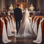 Threlaco 12 Set Lace Pew Bows with Pearl Clasp for Wedding Church Decor - Image 5