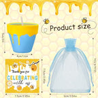 Conelist 48 Sets Bee Themed Candle Set for Baby Shower Party Favors Cute Honey Jar Candle with Thank You Tags Organza Bags Baby Shower Gifts for Guest Gender Reveal Party Decoration Gifts (Blue) - Image 2