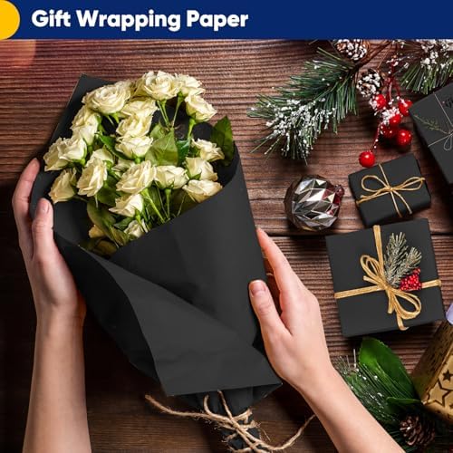 Vanhench 48" x 2400" (200') Black Wrapping Paper, Solid Color Kraft Craft Paper for Gift Wrap Bulletin Board Poster Construction, School Supplies for Kids, Classroom Must Have, Arts & Crafts Supplies - Image 3