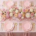 LIYH 150Pcs Gold Flower Edge Pink Dinnerware Set For 30 Guests Party - Image 6