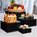 Geelin 8 Pack Acrylic Buffet Display Risers for Food Jewelry,Black,Flat - Image 5