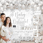Baby It’s Cold Outside Baby Shower Decorations - 211Pcs Silver Snowflake Winter Wonderland Balloon Arch Garland Set,Christmas Winter Baby Shower Party Supplies - Image 6