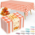 Smiry 12 Packs Gingham Disposable Table Cloth, 54 x 108 Inch Waterproof Plastic Tablecloth, Rectangle Orange and White Checkered Table Covers for Picnic, Birthday, Party by Smiry