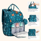 BabbleRoo Diaper Bag Backpack - Baby Essentials Travel Tote - Multi Function Water Resistant Diaper Bag, Travel Essentials Baby Bag with Changing Pad, Stroller Straps & Pacifier Case - Unisex, Dino - Image 5