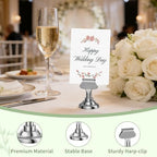 Urban Deco 16PK Table Number Holders Place Card Holders 1.7 Inch Table Card Holders Steel Card Holders for Photos, Food Signs, Memo Notes, Weddings, Restaurants, Birthdays(Silver) - Image 3