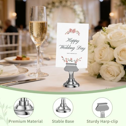 Urban Deco 16PK Table Number Holders Place Card Holders 1.7 Inch Table Card Holders Steel Card Holders for Photos, Food Signs, Memo Notes, Weddings, Restaurants, Birthdays(Silver) - Image 3