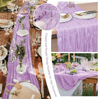 24 Pack Lilac Cheesecloth Table Runner 17"x108" Boho Gauze Fabric Table Runner Vintage Rustic Sheer Runners for Wedding Party Bridal Baby Shower Table Decorations - Image 7