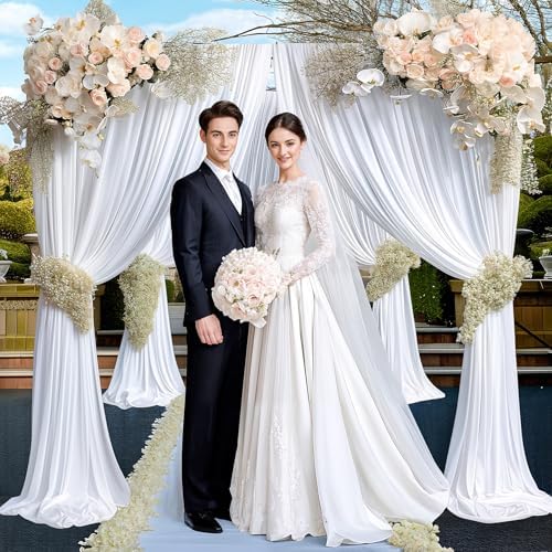40x10ft White Backdrop Curtains for Wedding Parties Wrinkle Free Photo Backdrop Drapes for Photography Birthday Baby Shower Soft Fabric Party Backgournd for Photoshoot 5x10ft, 8 Panels - Image 3