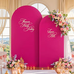 Hot Pink Arch Backdrop Cover Set of 2 Birthday Party Arch Covers 7.2 and 6ft Wedding Arch Cover Stretchy Backdrop Bridal Baby Shower Birthday Party Photo Background - Image 2