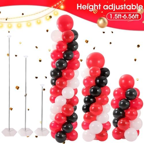 Balloon Column Stand with 102 Balloons, Balloon Column Kit Set of 2, Metal Balloon Tower Stand with Base for Floor, Height Adjustable from 1.57 to 7 Ft, For Party Decorations - Image 4
