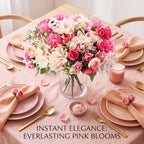 Tigeen 24 Bundles Peonies Artificial Flowers Faux Roses, Rose Red - Image 3