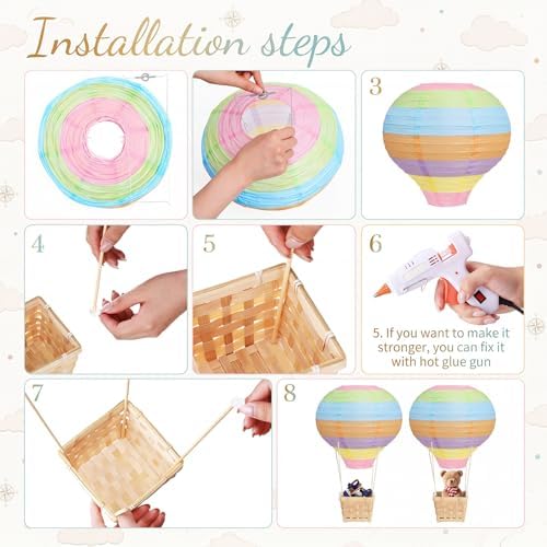 Meooeck 8 Sets Multicolor Hot Air Balloon Table Centerpieces Decor - Image 4