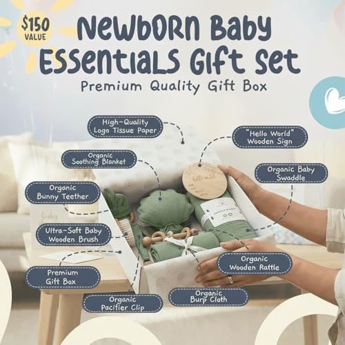 ARI MES Baby Gift Set for Newborns, Baby Shower Gift Basket with Swaddle - Image 2