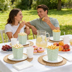 Kuabiz 60 Pcs Green Gingham Popcorn Boxes with Scalloped Sage Green Checkered Paper Candy Boxes Disposable Gingham Popcorn Bowls Cookie Containers for Movie Night Bridal Baby Shower Party Supplies - Image 6