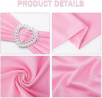 Pack of 120 Spandex Chair Sashes Bows Stretch Chair Cover Band with Buckle Slider Universal Elastic Chair Ties for Wedding Banquet Party Event Decoration (Pink) - Image 3
