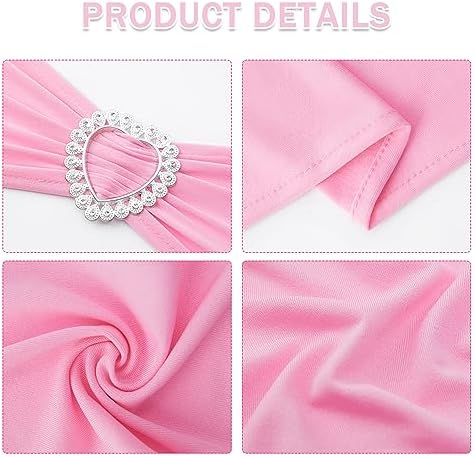 Pack of 120 Spandex Chair Sashes Bows Stretch Chair Cover Band with Buckle Slider Universal Elastic Chair Ties for Wedding Banquet Party Event Decoration (Pink) - Image 3
