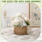 Tigeen 12 Bundles Artificial Flowers Bouquet Silk Peonies, Champagne White - Image 4