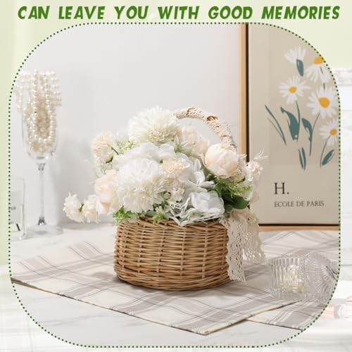 Tigeen 24 Bundles Artificial Flowers Bouquet Silk Peonies, White - Image 3